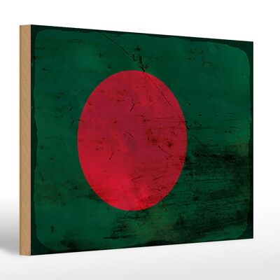 Letrero de madera bandera Bangladesh 30x20cm Bangladesh óxido