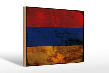 Panneau en bois drapeau Arménie 30x20cm Drapeau de l'Arménie rouille 1