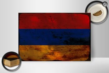 Panneau en bois drapeau Arménie 30x20cm Drapeau de l'Arménie rouille 2
