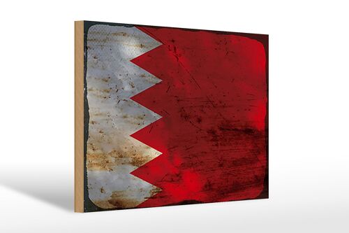 Holzschild Flagge Bahrain 30x20cm Flag of Bahrain Rost
