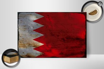 Panneau en bois drapeau Bahreïn 30x20cm Drapeau de Bahreïn rouille 2