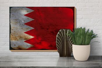 Panneau en bois drapeau Bahreïn 30x20cm Drapeau de Bahreïn rouille 3