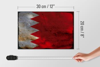 Panneau en bois drapeau Bahreïn 30x20cm Drapeau de Bahreïn rouille 4