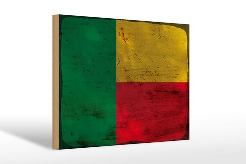 Holzschild Flagge Benin 30x20cm Flag of Benin Rost