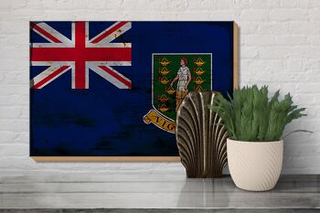 Panneau en bois drapeau Îles Vierges britanniques 30x20cm rouille 3
