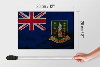 Panneau en bois drapeau Îles Vierges britanniques 30x20cm rouille 4