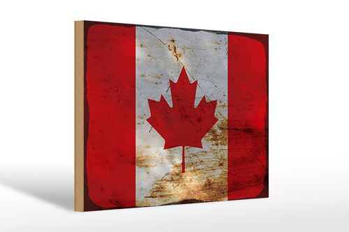 Holzschild Flagge Kanada 30x20cm Flag of Canada Rost