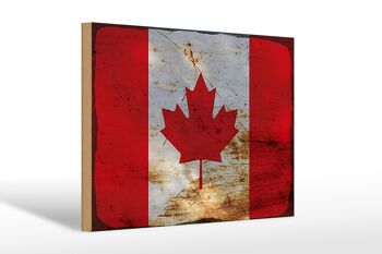 Panneau en bois drapeau Canada 30x20cm Drapeau du Canada rouille 1