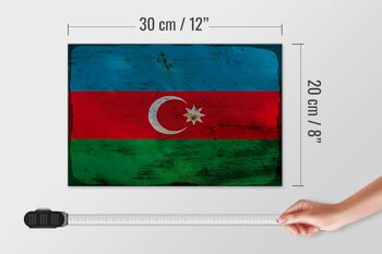 Panneau en bois drapeau Azerbaïdjan 30x20cm Azerbaïdjan rouille 4