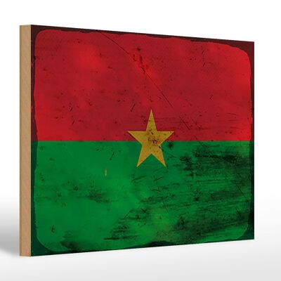 Letrero de madera bandera Burkina Faso 30x20cm Burkina Faso óxido