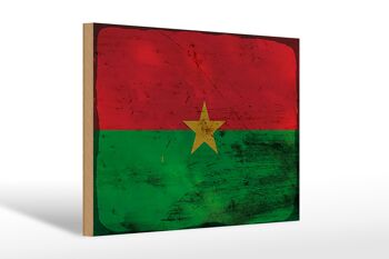 Panneau en bois drapeau Burkina Faso 30x20cm Burkina Faso rouille 1