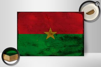 Panneau en bois drapeau Burkina Faso 30x20cm Burkina Faso rouille 2