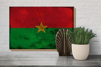 Panneau en bois drapeau Burkina Faso 30x20cm Burkina Faso rouille 3