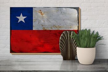 Panneau en bois drapeau Chili 30x20cm Drapeau du Chili rouille 3