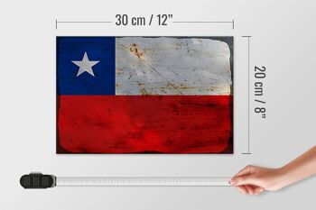 Panneau en bois drapeau Chili 30x20cm Drapeau du Chili rouille 4