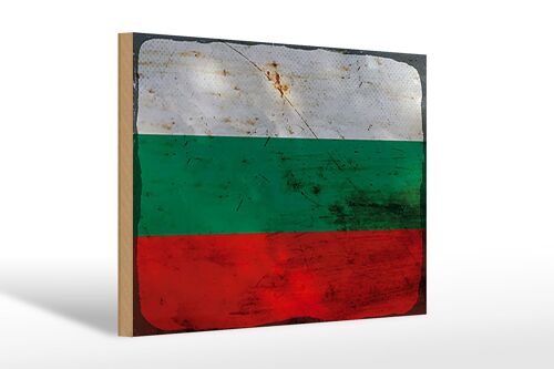 Holzschild Flagge Bulgarien 30x20cm Flag Bulgaria Rost