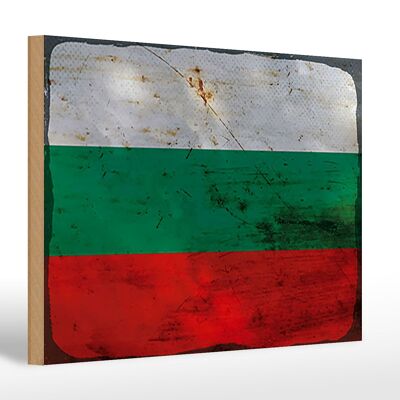 Letrero de madera bandera Bulgaria 30x20cm Bandera Bulgaria óxido