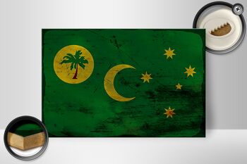 Panneau en bois drapeau Îles Cocos 30x20cm Îles Cocos rouille 2