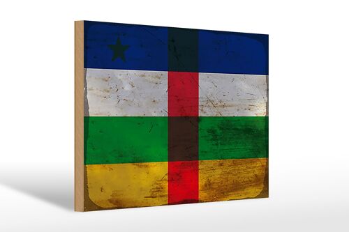Holzschild Flagge Zentralafrikanische Republik 30x20cm Rost