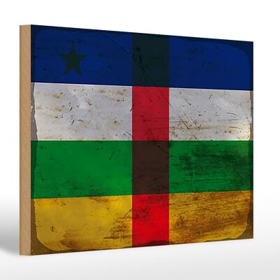 Cartello in legno bandiera Repubblica Centrafricana 30x20 cm ruggine