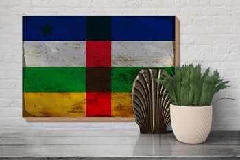 Panneau en bois drapeau République Centrafricaine 30x20cm rouille 3
