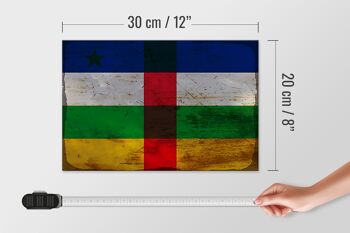 Panneau en bois drapeau République Centrafricaine 30x20cm rouille 4