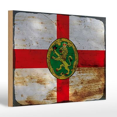 Cartello in legno bandiera Alderney 30x20cm Bandiera Alderney ruggine