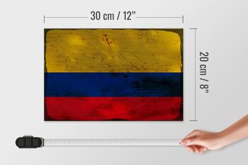 Panneau en bois drapeau Colombie 30x20cm Drapeau Colombie rouille 4