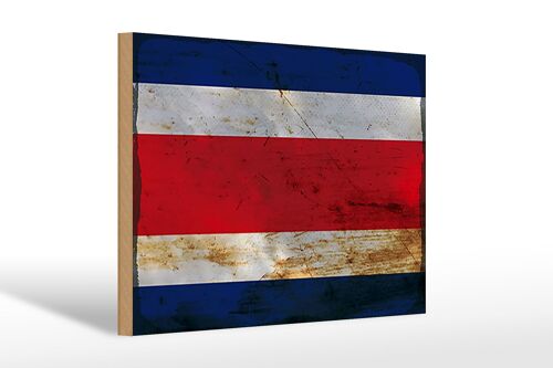 Holzschild Flagge Costa Rica 30x20cm Costa Rica Rost
