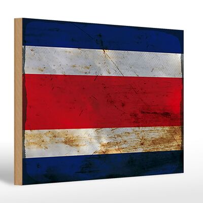 Letrero de madera bandera Costa Rica 30x20cm Costa Rica óxido