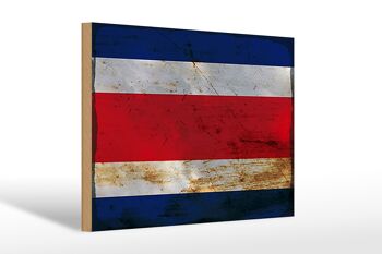 Panneau en bois drapeau Costa Rica 30x20cm Costa Rica rouille 1