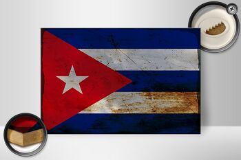 Panneau en bois drapeau Cuba 30x20cm Drapeau de Cuba rouille 2