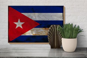 Panneau en bois drapeau Cuba 30x20cm Drapeau de Cuba rouille 3