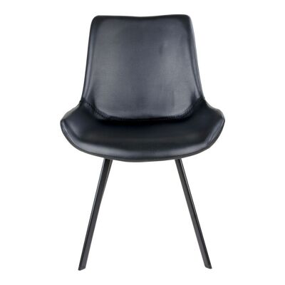 Drammen Dining Chair - Chaise en PU noir avec pieds noirs