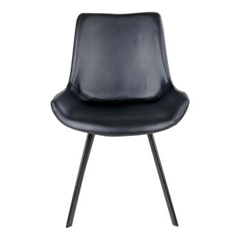 Drammen Dining Chair - Chaise en PU noir avec pieds noirs 1