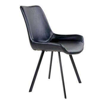 Drammen Dining Chair - Chaise en PU noir avec pieds noirs 2