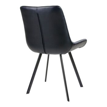Drammen Dining Chair - Chaise en PU noir avec pieds noirs 3