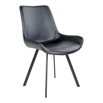 Drammen Dining Chair - Chaise en PU noir avec pieds noirs 4