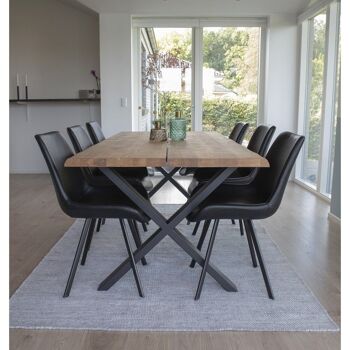 Drammen Dining Chair - Chaise en PU noir avec pieds noirs 5