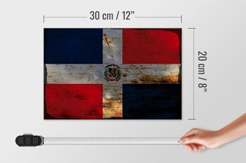 Panneau en bois drapeau République Dominicaine 30x20cm rouille 4