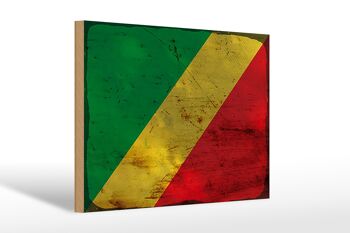 Panneau en bois drapeau Congo 30x20cm Drapeau du Congo rouille 1