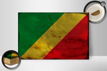 Panneau en bois drapeau Congo 30x20cm Drapeau du Congo rouille 2