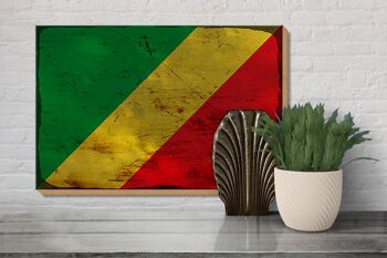 Panneau en bois drapeau Congo 30x20cm Drapeau du Congo rouille 3
