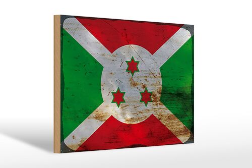 Holzschild Flagge Burundi 30x20cm Flag of Burundi Rost
