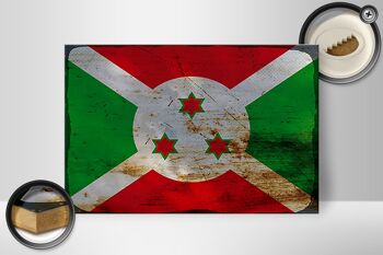 Panneau en bois drapeau Burundi 30x20cm Drapeau du Burundi rouille 2