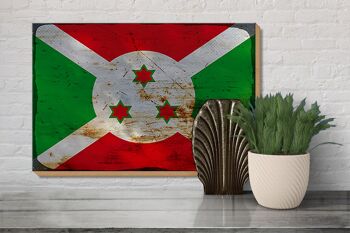 Panneau en bois drapeau Burundi 30x20cm Drapeau du Burundi rouille 3