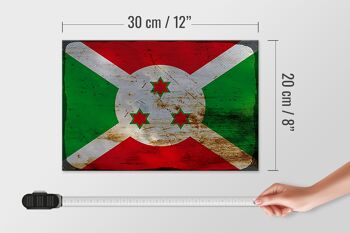 Panneau en bois drapeau Burundi 30x20cm Drapeau du Burundi rouille 4
