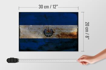Panneau en bois drapeau El Salvador 30x20cm El Salvador rouille 4