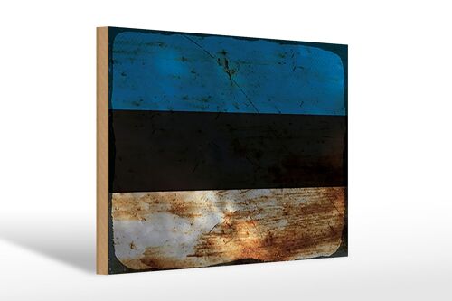 Holzschild Flagge Estland 30x20cm Flag of Estonia Rost