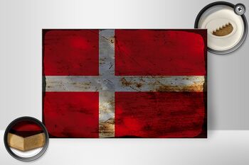 Panneau en bois drapeau Danemark 30x20cm Drapeau du Danemark rouille 2